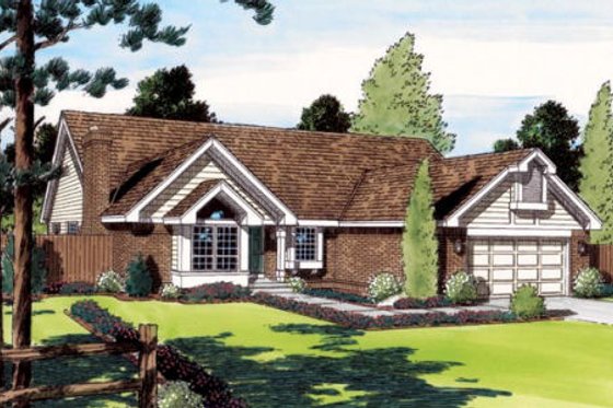 Exterior - Front Elevation for Traditional House Plan #312-375 - 3 bed, 2 bath