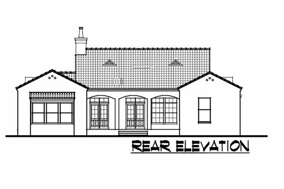 Exterior - Rear Elevation for Adobe / Southwestern House Plan #76-102 - 3 bed, 2.5 bath