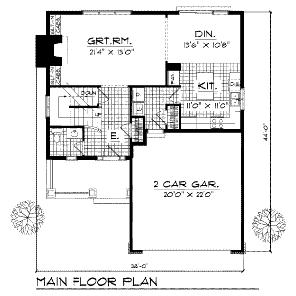 Architectural House Design - Traditional Floor Plan - Main Floor Plan #70-227