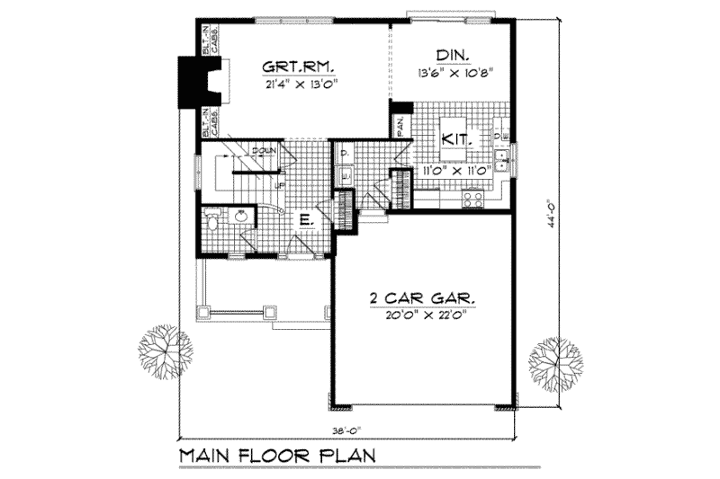 House Plan Design - Floor Plan - Main Floor for Traditional House Plan #70-227 - 4 bed, 2.5 bath