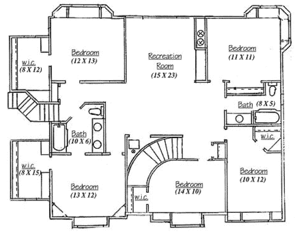 House Design - European Floor Plan - Upper Floor Plan #5-227