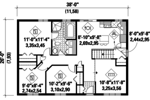 Floor Plan - Main Floor for Country House Plan #25-4808 - 3 bed, 1 bath