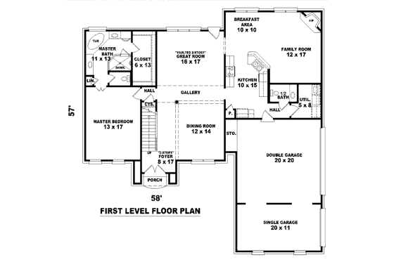 Floor Plan - Main Floor for European House Plan #81-13740 - 4 bed, 2.5 bath