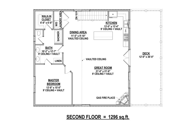 Dream House Plan - Floor Plan - Upper Floor for Country House Plan #1084-17 - 1 bed, 1 bath