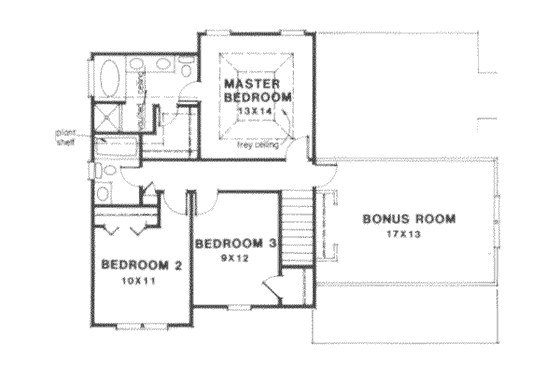 Floor Plan - Upper Floor for Traditional House Plan #129-150 - 3 bed, 2.5 bath
