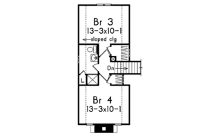 Floor Plan - Upper Floor for Cabin House Plan #57-503 - 4 bed, 2 bath