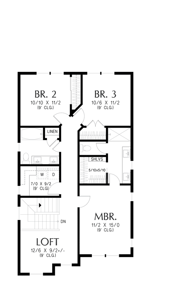 House Blueprint - Farmhouse Floor Plan - Upper Floor Plan #48-1209