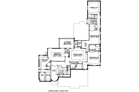 Floor Plan - Upper Floor for Mediterranean House Plan #141-215 - 5 bed, 5.5 bath