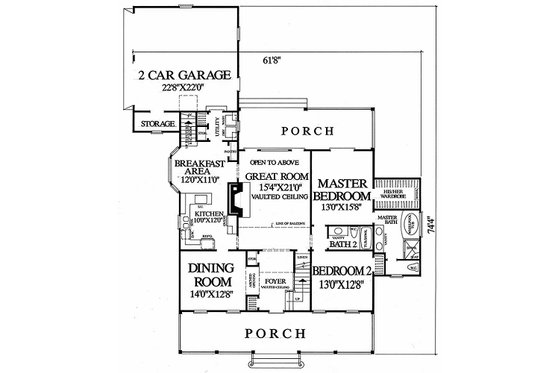 Floor Plan - Main Floor for Southern House Plan #137-169 - 4 bed, 3 bath