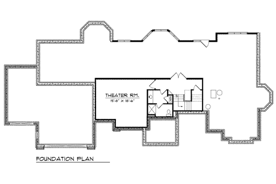 Floor Plan - Lower Floor for European House Plan #70-536 - 4 bed, 3.5 bath