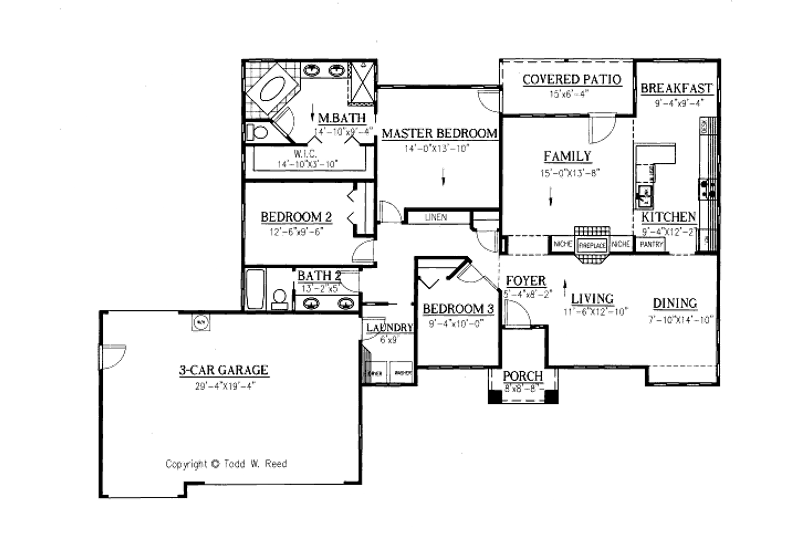 Dream House Plan - Floor Plan - Main Floor for Mediterranean House Plan #437-11 - 3 bed, 2 bath