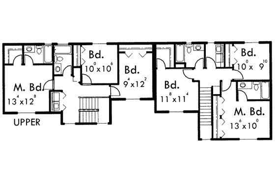 Floor Plan - Upper Floor for Traditional House Plan #303-411 - 3 bed, 2.5 bath