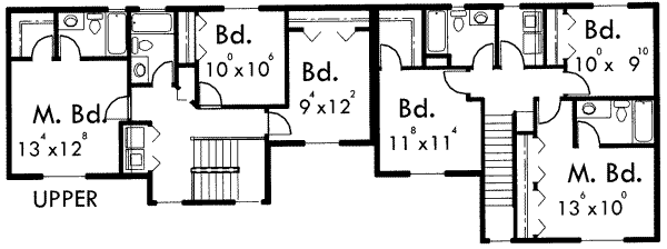 Traditional Floor Plan - Upper Floor Plan #303-411