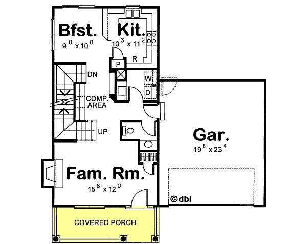 House Design - Traditional Floor Plan - Main Floor Plan #20-1216
