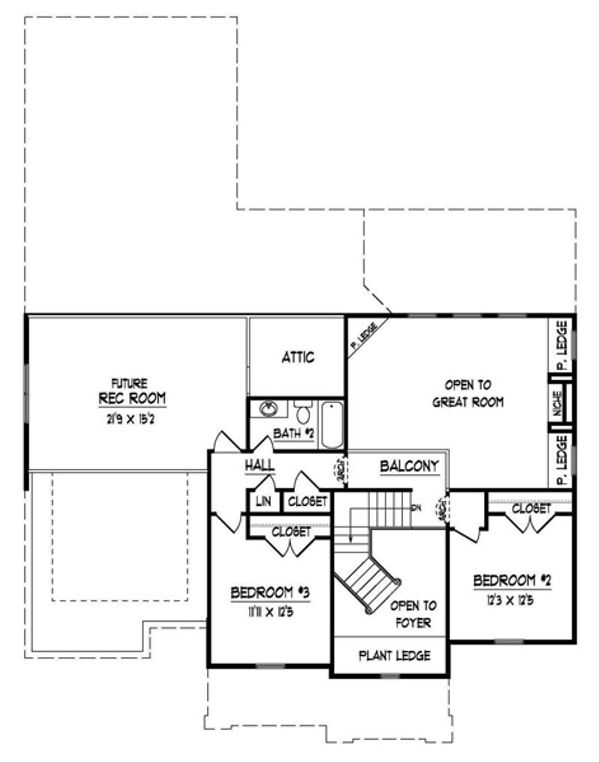 Traditional Floor Plan - Upper Floor Plan #424-282