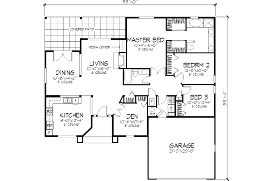 Floor Plan - Main Floor for Traditional House Plan #320-374 - 3 bed, 2 bath
