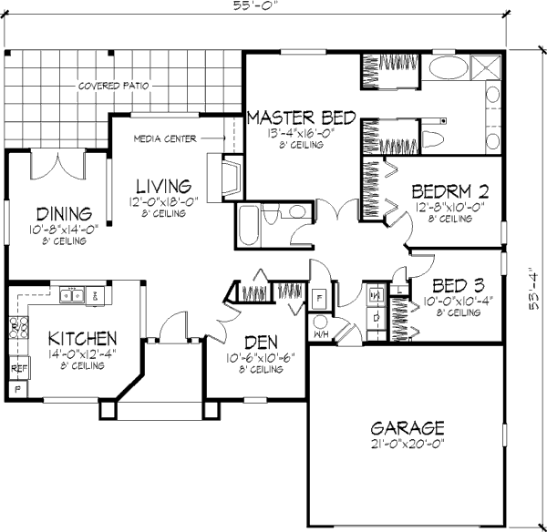 House Plan Design - Traditional Floor Plan - Main Floor Plan #320-374