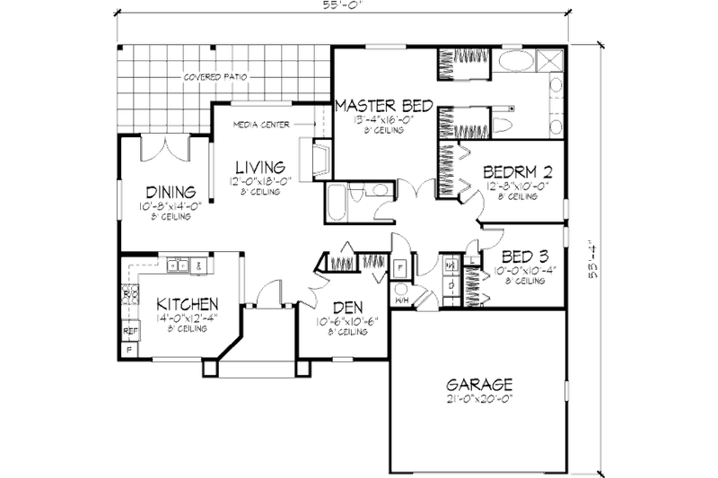 Home Plan - Floor Plan - Main Floor for Traditional House Plan #320-374 - 3 bed, 2 bath