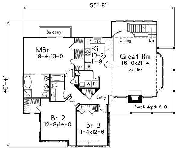 Country Floor Plan - Main Floor Plan #57-188