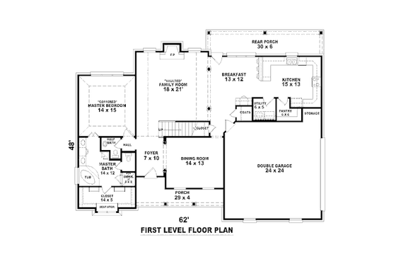 Floor Plan - Main Floor for Traditional House Plan #81-13834 - 3 bed, 2.5 bath