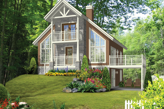 Exterior - Front Elevation for Cabin House Plan #25-4616 - 3 bed, 2 bath