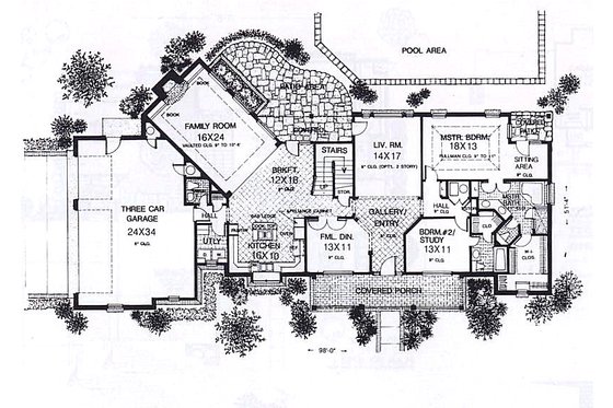 Floor Plan - Main Floor for Colonial House Plan #310-915 - 4 bed, 3.5 bath