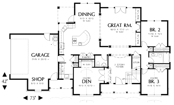 Architectural House Design - Traditional Floor Plan - Main Floor Plan #48-158