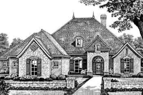 Exterior - Front Elevation for European House Plan #310-275 - 4 bed, 3.5 bath