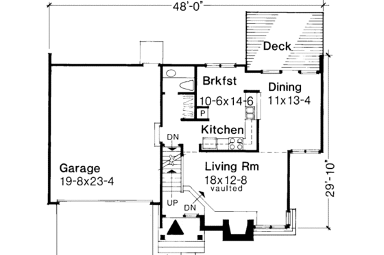 Floor Plan - Main Floor for Modern House Plan #320-124 - 3 bed, 2.5 bath