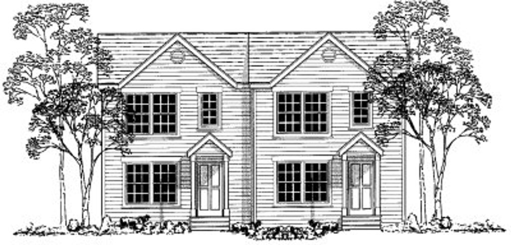 Exterior - Front Elevation 2 for Traditional House Plan #303-357 - 2 bed, 2.5 bath