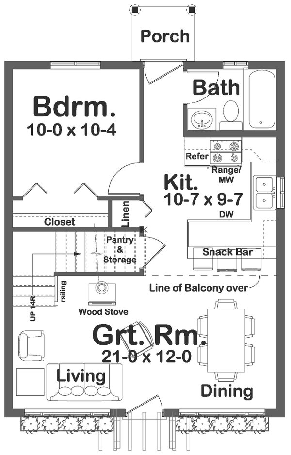 Home Plan - Cottage Floor Plan - Main Floor Plan #126-140