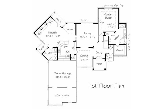 Floor Plan - Main Floor House Plan #329-381 - 4 bed, 2.5 bath