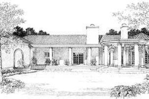 Exterior - Rear Elevation for Mediterranean House Plan #72-161 - 4 bed, 3 bath