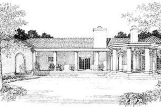 Exterior - Rear Elevation for Mediterranean House Plan #72-161 - 4 bed, 3 bath