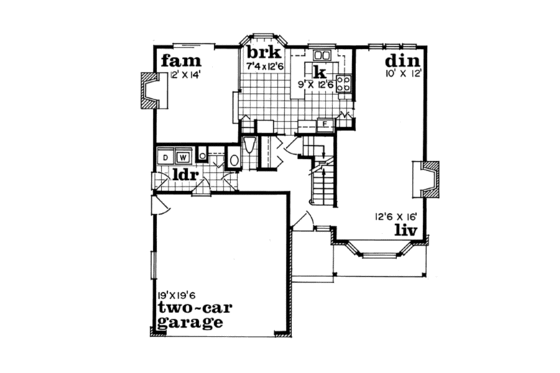Floor Plan - Main Floor for European House Plan #47-451 - 4 bed, 2.5 bath