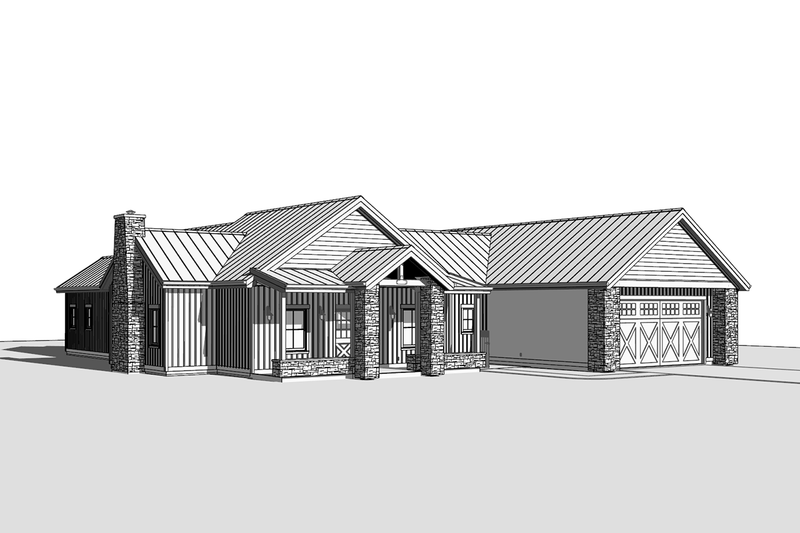 Home Plan - Exterior - Front Elevation 3 for Ranch House Plan #1099-19 - 3 bed, 2.5 bath