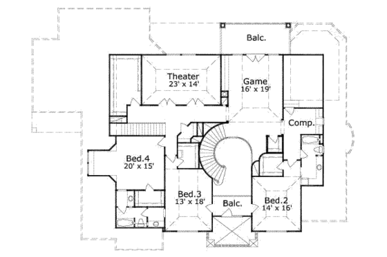 Floor Plan - Upper Floor for Colonial House Plan #411-119 - 4 bed, 4.5 bath