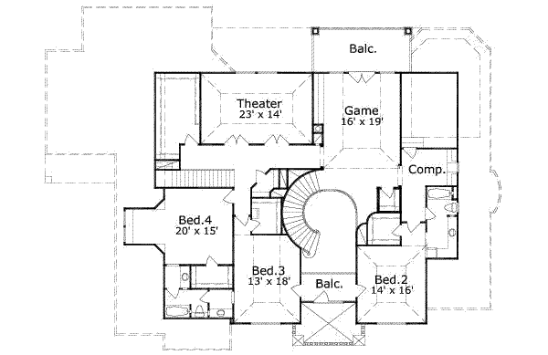 Colonial Floor Plan - Upper Floor Plan #411-119