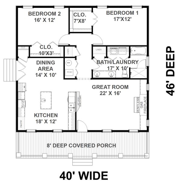 Home Plan - Farmhouse Floor Plan - Main Floor Plan #44-233
