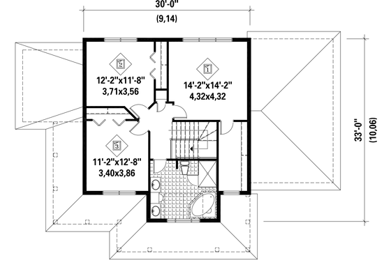 Floor Plan - Upper Floor for Country House Plan #25-4375 - 3 bed, 1 bath