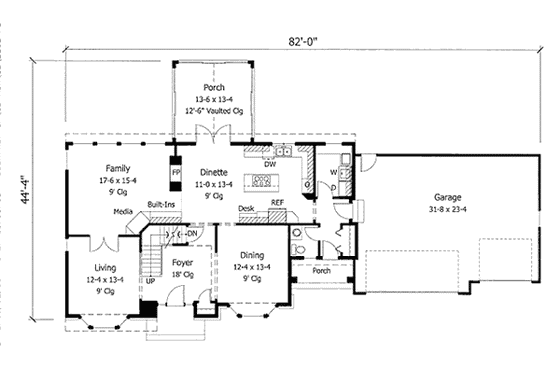 Floor Plan - Main Floor for Traditional House Plan #51-143 - 4 bed, 2.5 bath