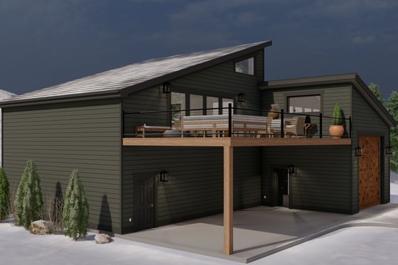 Exterior - Rear Elevation 2 for Modern House Plan #1060-117 - 1 bed, 1.5 bath