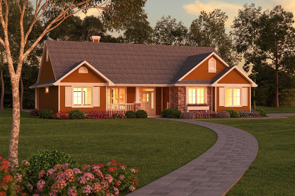Ranch Style House Plan - 3 Beds 2 Baths 1511 Sq/Ft Plan #18-1057