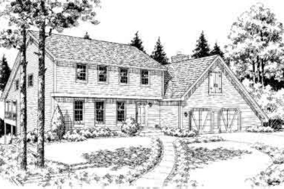Exterior - Front Elevation for Colonial House Plan #312-117 - 4 bed, 2.5 bath