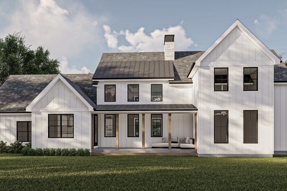 Exterior - Rear Elevation for Farmhouse House Plan #455-305 - 5 bed, 3.5 bath