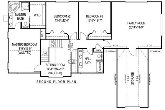 Floor Plan - Upper Floor for Country House Plan #11-228 - 4 bed, 2.5 bath