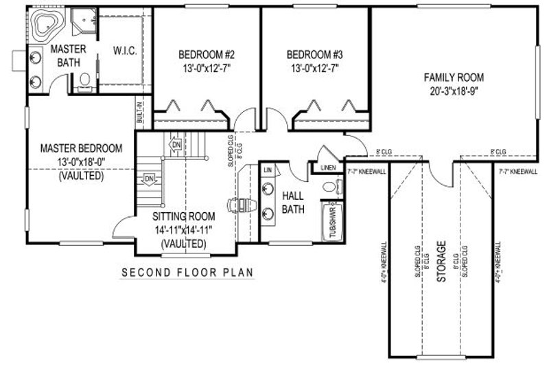 Dream House Plan - Floor Plan - Upper Floor for Country House Plan #11-228 - 4 bed, 2.5 bath