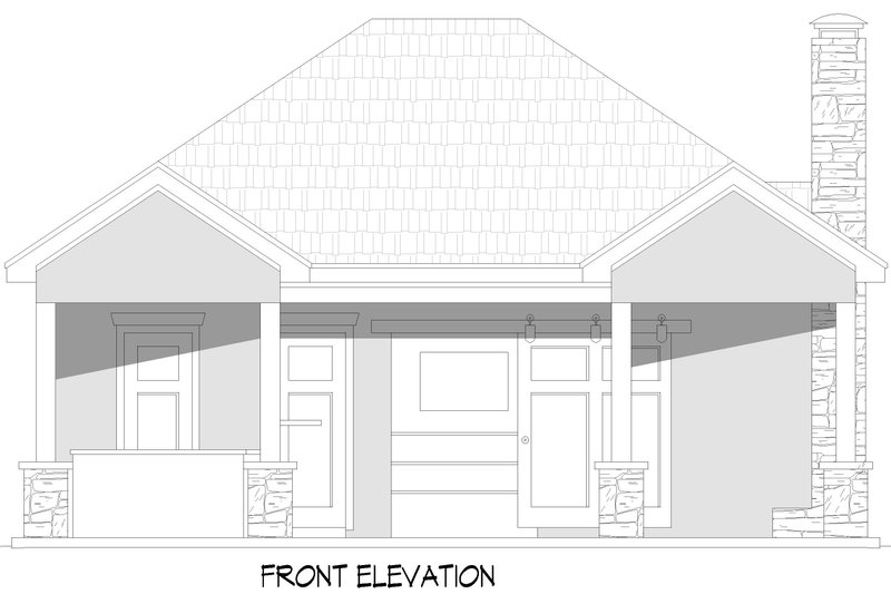 Architectural House Design - Exterior - Front Elevation 3 for Contemporary House Plan #932-1025, 1 bath