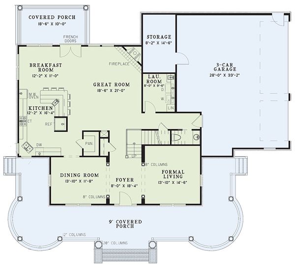 Southern Floor Plan - Main Floor Plan #17-247