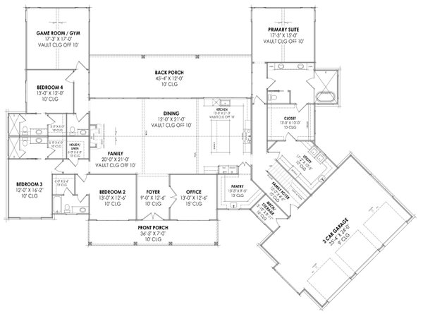 Dream House Plan - Farmhouse Floor Plan - Main Floor Plan #1096-23